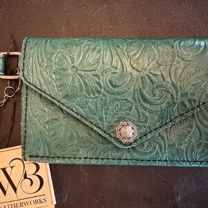 Green Embossed Leather Wallet